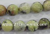 CTP105 15.5 inches 14mm round yellow pine turquoise beads wholesale