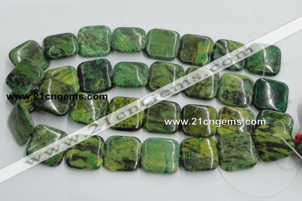 CTP12 15.5 inches 25*25mm square yellow green pine gemstone beads