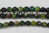 CTP211 15.5 inches 6mm faceted round yellow pine turquoise beads