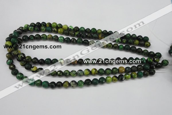 CTP212 15.5 inches 8mm faceted round yellow pine turquoise beads