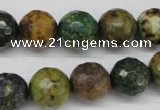 CTP214 15.5 inches 12mm faceted round yellow pine turquoise beads