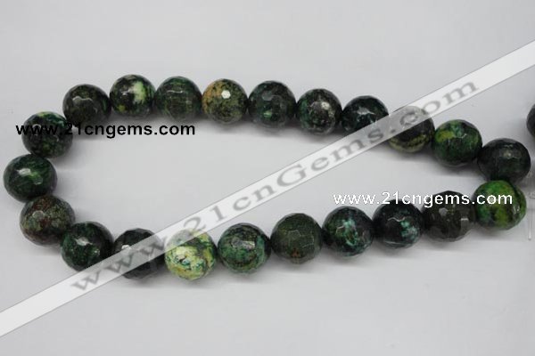 CTP217 15.5 inches 18mm faceted round yellow pine turquoise beads