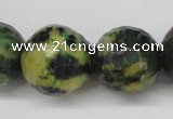 CTP218 15.5 inches 20mm faceted round yellow pine turquoise beads