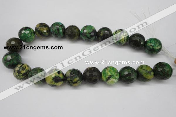 CTP218 15.5 inches 20mm faceted round yellow pine turquoise beads