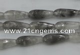 CTR03 15.5 inches 6*16mm faceted teardrop cloudy quartz beads