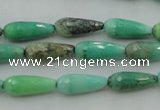 CTR06 15.5 inches 6*16mm faceted teardrop grass agate beads