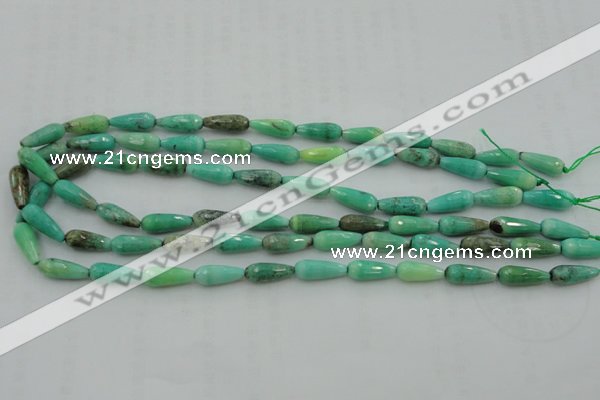 CTR06 15.5 inches 6*16mm faceted teardrop grass agate beads