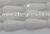 CTR105 15.5 inches 8*20mm faceted teardrop white porcelain beads