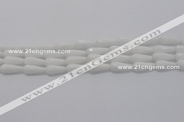 CTR105 15.5 inches 8*20mm faceted teardrop white porcelain beads