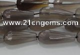 CTR106 15.5 inches 8*20mm faceted teardrop grey agate beads