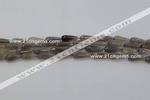 CTR106 15.5 inches 8*20mm faceted teardrop grey agate beads