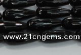 CTR109 15.5 inches 8*20mm faceted teardrop black agate beads