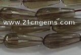 CTR110 15.5 inches 8*20mm faceted teardrop smoky quartz beads