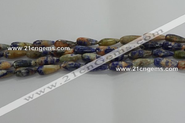 CTR111 15.5 inches 8*20mm faceted teardrop orange sodalite beads