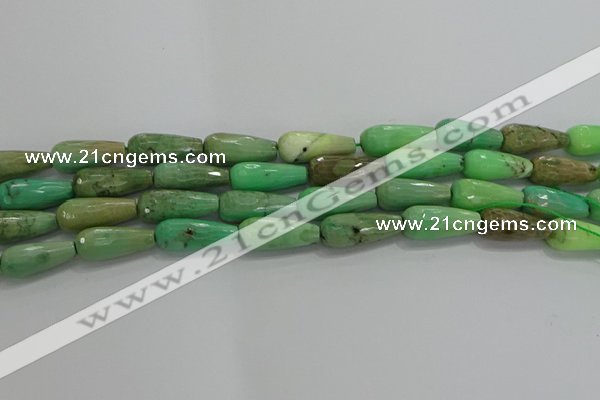 CTR113 15.5 inches 8*20mm faceted teardrop grass agate beads