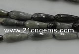 CTR12 15.5 inches 6*16mm faceted teardrop eagle eye jasper beads