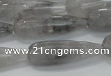 CTR131 15.5 inches 10*30mm faceted teardrop cloudy quartz beads