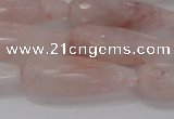 CTR132 15.5 inches 10*30mm faceted teardrop pink quartz beads