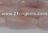 CTR132 15.5 inches 10*30mm faceted teardrop pink quartz beads