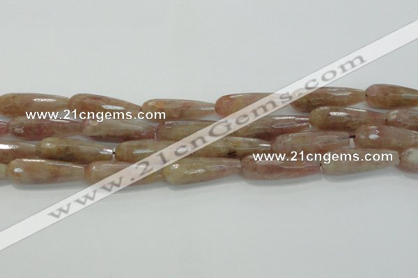 CTR134 15.5 inches 10*30mm faceted teardrop strawberry quartz beads