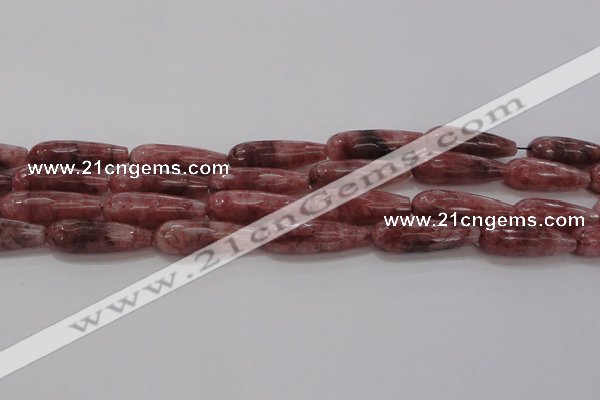 CTR135 15.5 inches 10*30mm faceted teardrop strawberry quartz beads