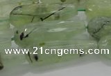 CTR136 15.5 inches 10*30mm faceted teardrop green rutilated quartz beads