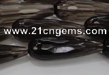 CTR137 15.5 inches 10*30mm faceted teardrop smoky quartz beads