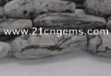 CTR139 15.5 inches 10*30mm faceted teardrop grey picture jasper beads