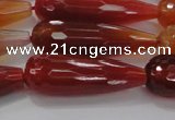 CTR142 15.5 inches 10*30mm faceted teardrop red agate beads