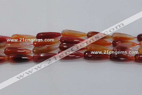 CTR142 15.5 inches 10*30mm faceted teardrop red agate beads