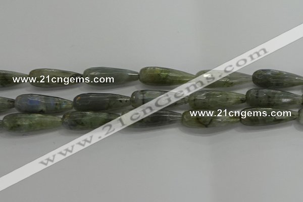 CTR147 15.5 inches 10*30mm faceted teardrop labradorite beads