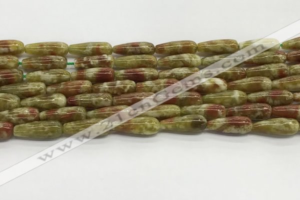 CTR152 15.5 inches 6*16mm teardrop green dragon serpentine jasper beads