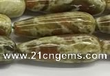 CTR153 15.5 inches 10*30mm teardrop green dragon serpentine jasper beads