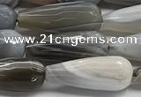 CTR154 15.5 inches 8*20mm faceted teardrop grey Botswana agate beads