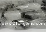 CTR155 15.5 inches 6*16mm faceted teardrop black rutilated quartz beads