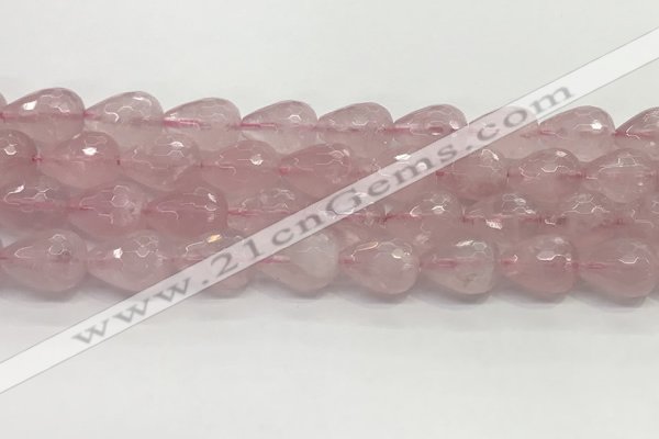 CTR158 15.5 inches 12*16mm faceted teardrop rose quartz beads