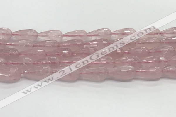 CTR159 15.5 inches 10*20mm faceted teardrop rose quartz beads