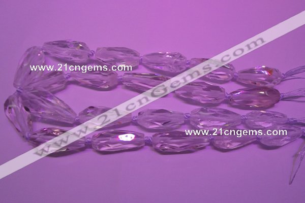 CTR200 13*18mm - 18*38mm faceted teardrop white crystal beads