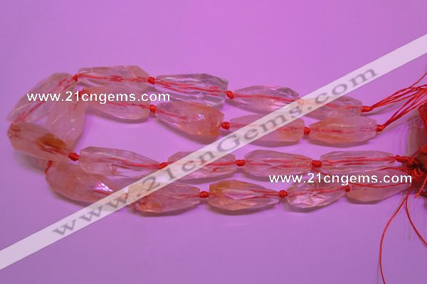 CTR201 15*30mm - 18*45mm faceted teardrop citrine gemstone beads