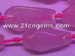 CTR203 16*35mm - 20*45mm faceted teardrop rose quartz beads