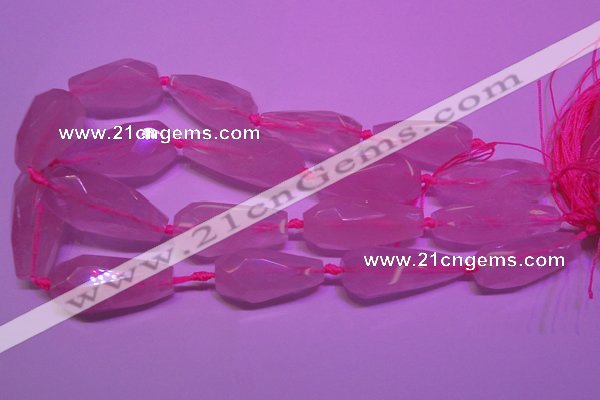 CTR203 16*35mm - 20*45mm faceted teardrop rose quartz beads