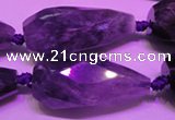 CTR205 15*30mm - 18*45mm faceted teardrop amethyst gemstone beads