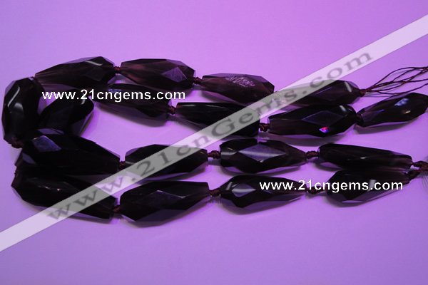 CTR206 15*34mm - 20*42mm faceted teardrop smoky quartz beads