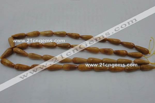 CTR21 15.5 inches 8*20mm faceted teardrop yellow jade beads