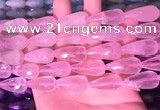 CTR305 15.5 inches 10*25mm faceted teardrop rose quartz beads