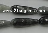 CTR31 15.5 inches 10*30mm faceted teardrop eagle eye jasper beads