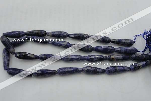 CTR32 15.5 inches 10*30mm faceted teardrop sodalite gemstone beads