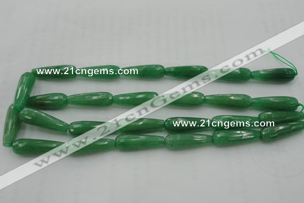 CTR36 15.5 inches 10*30mm faceted teardrop gree aventurine beads