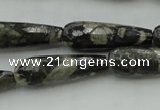 CTR37 15.5 inches 10*30mm faceted teardrop grey opal gemstone beads