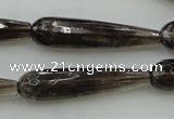 CTR42 15.5 inches 10*40mm faceted teardrop smoky quartz beads